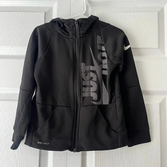 Nike Dri Fit Just Do It Black Full Zip Hoodie Hooded Sweats Kids/Toddler Size 4T - Picture 1 of 4